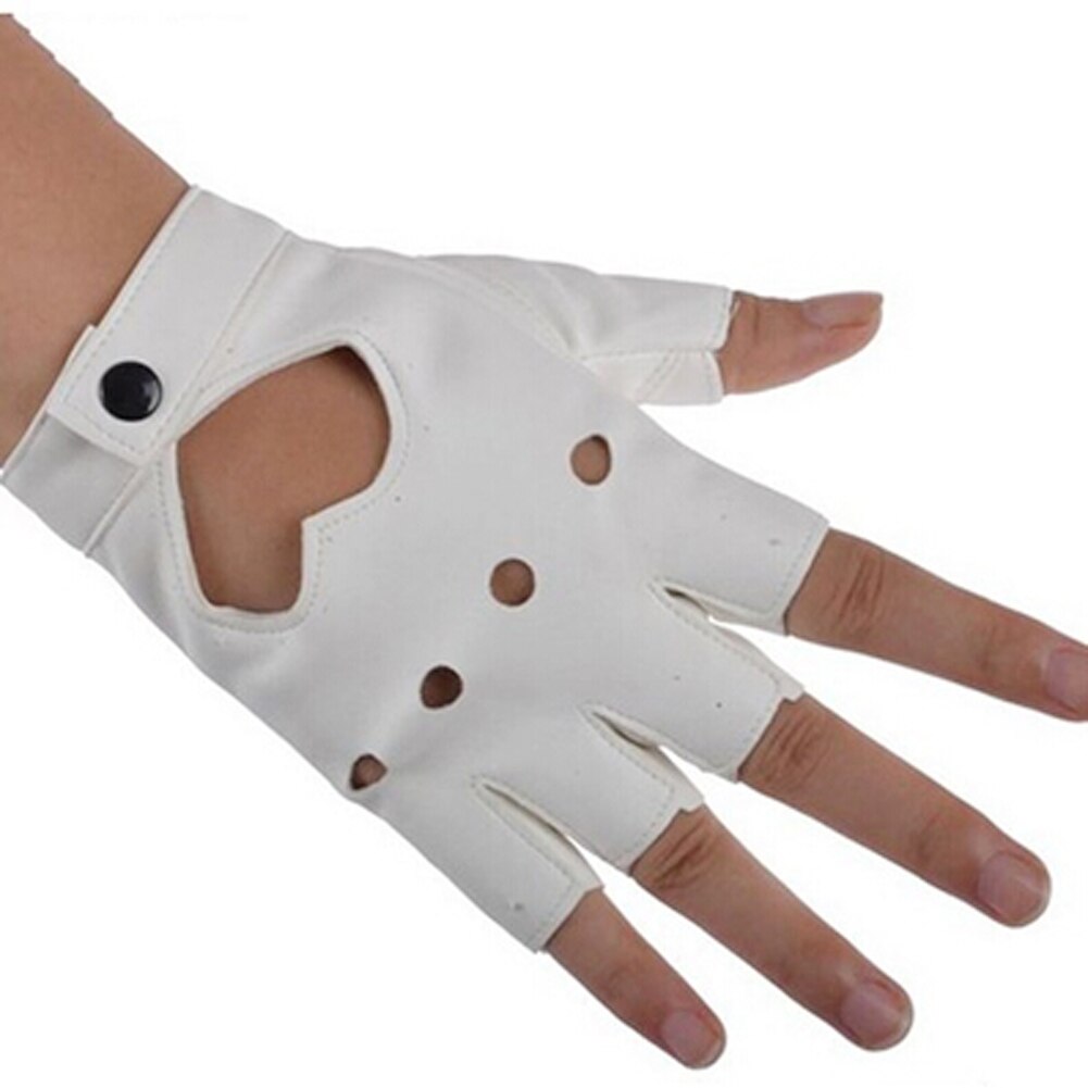 Kvinder pu læder handske bil fingerløse ydeevne handsker: Hvid