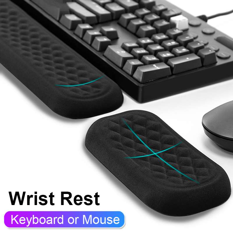 Reposamuñecas para teclado y ratón, ergonómico, para escribir en la oficina, protege el muñeca relajante, alfombrilla de ratón de espuma viscoelástica, ordenador portátil, alfombrilla para ratón