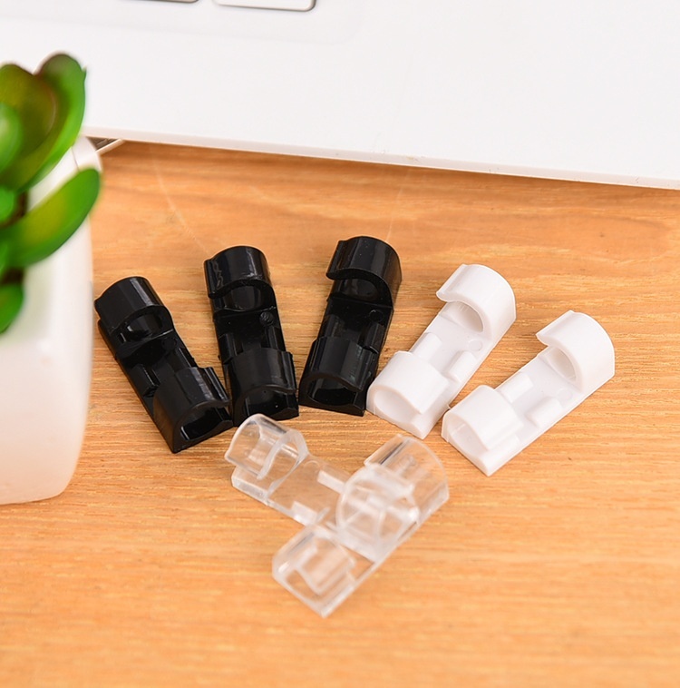 20pcs Pack Fastener Holder Self-adhesive Wire Organizer Line Cable Clip Buckle Plastic Clips Ties Fixer Solid