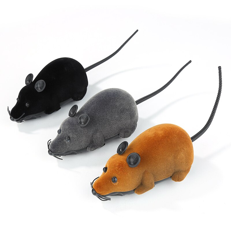 Wireless Electronic Remote Control Rat Plush RC Mouse Toy Flocking Emulation Toys Rat For Cat Dog Joke Scary Trick Toys