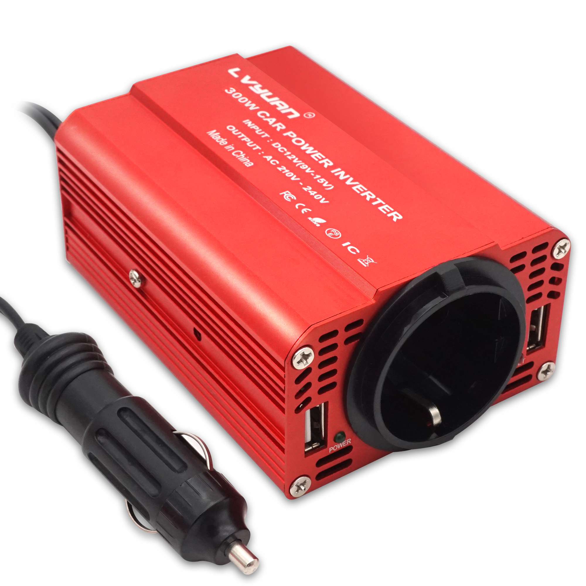 Dc 12v to 220v/110v ac auto-omvormers, 300w stroomomvormers, automatische transformator, us/un/eu-aansluiting, dubbele usb-autoadapter, dropsh: Paars