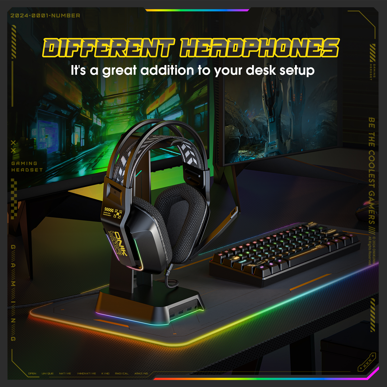 Przewodowe słuchawki nauszne ONIKUMA — lekkie, składane, przenośne, bas stereo, krystalicznie czysty mikrofon, kompatybilne z Smar