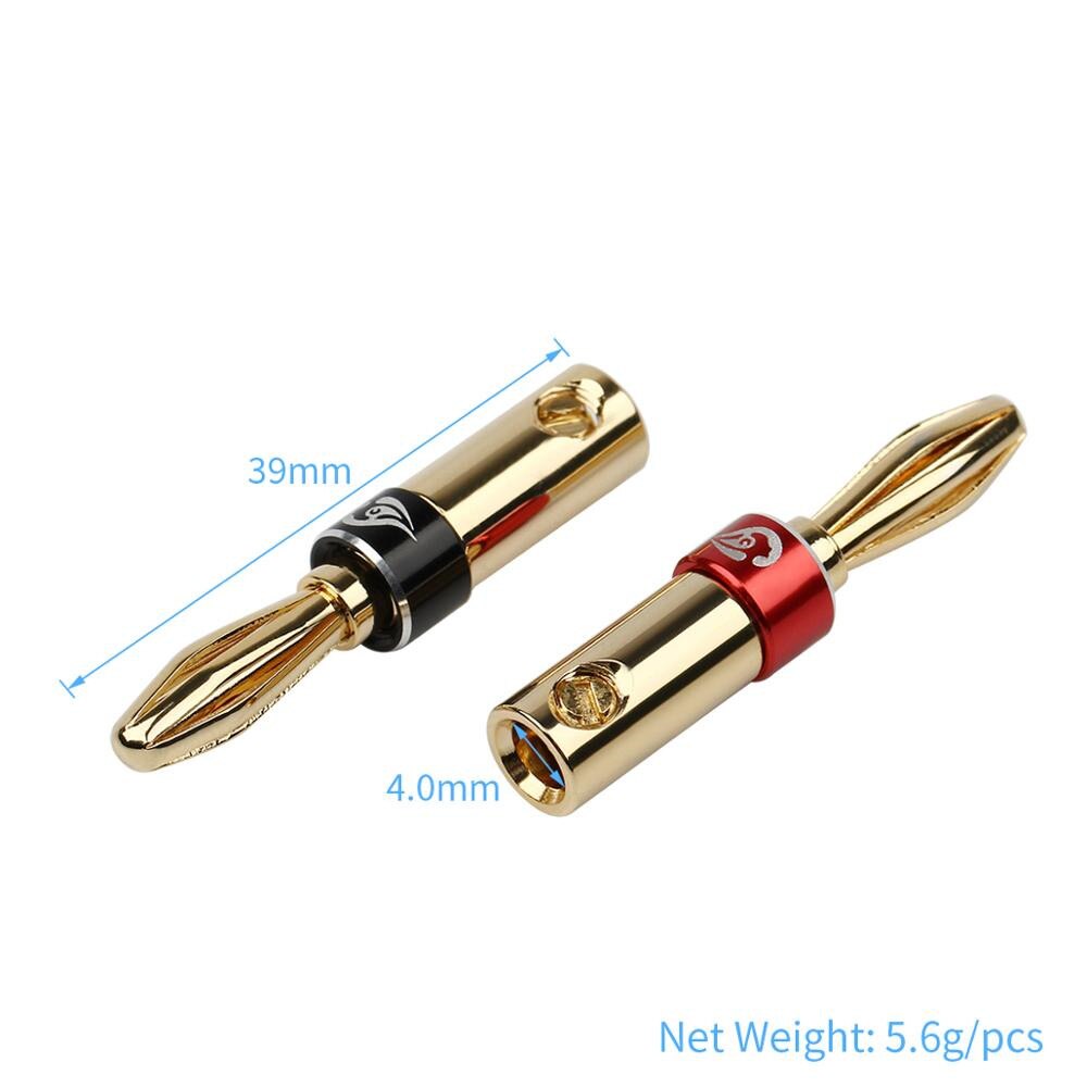 Speaker Banana Plug Gold/Rhodium Plated Copper Male Plugs Hifi Audio Jack Binding Post Terminal Banana Connectors Adapter 4mm