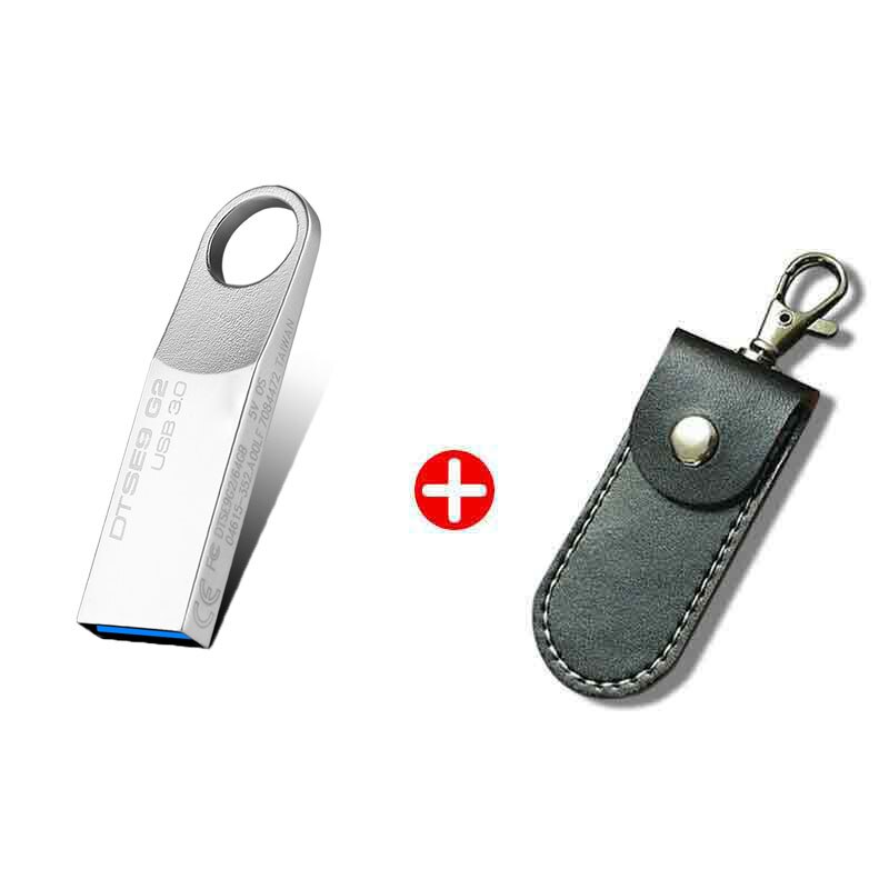 Kingston Usb Flash Drive 64GB 16gb 32gb Pendrive de Metal memoria palo Cle USB 3,0 Pen Drive clave personalizada DIY DJ pulgar tipo C Otg: 32 GB / G2 Plus Leather case