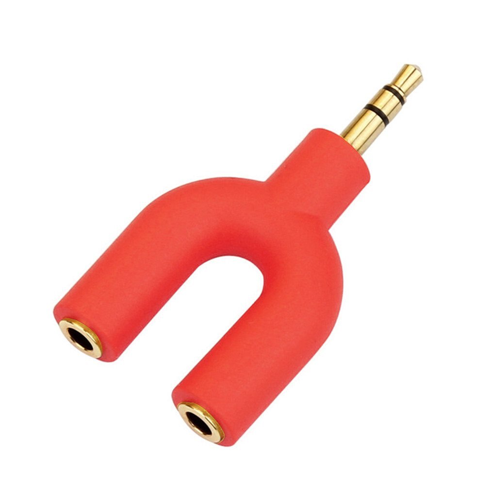 3.5mm adapter för dubbelkontakt till hörlurar för adapter för  mp3 spelare för hörlurar: Röd