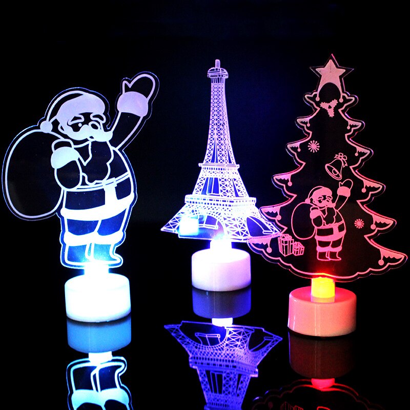 Santa LED Night Light Luminous Toys Kids Acrylic Christmas TreeToy Girls Boys Bedroom Decor Glow In The Dark Toys