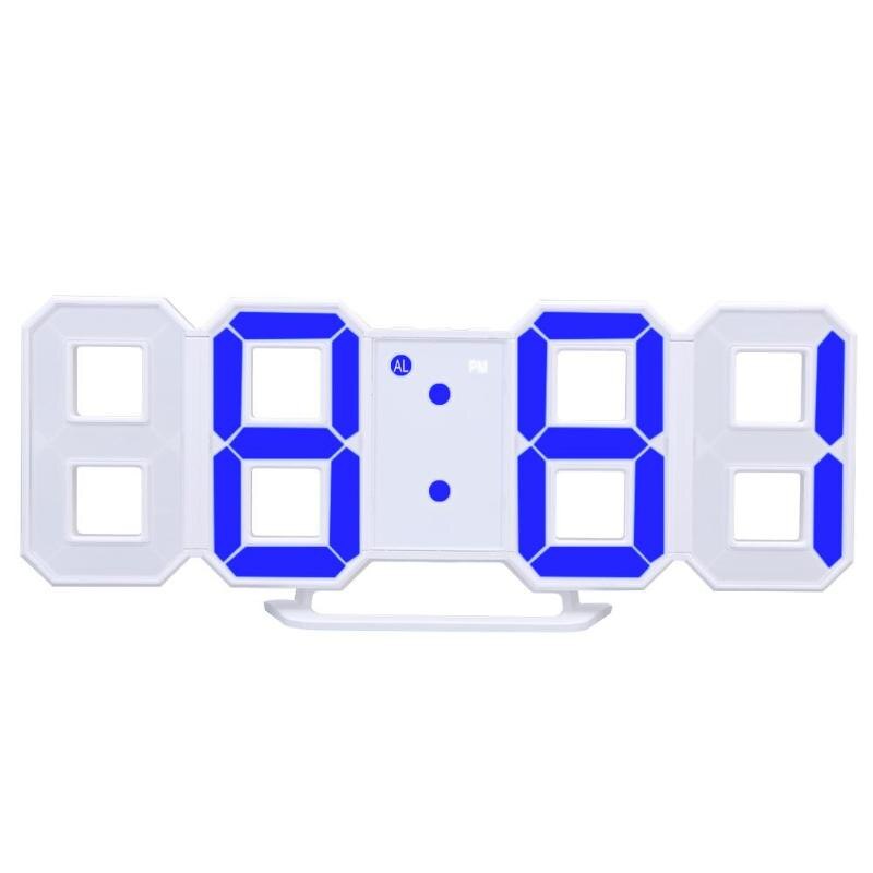 Reloj electrónico Digital LED de mesa, reloj despertador ajustable con brillo, reloj colgante de pared a la con Cable USB, reloj de pared: Blue LED Light