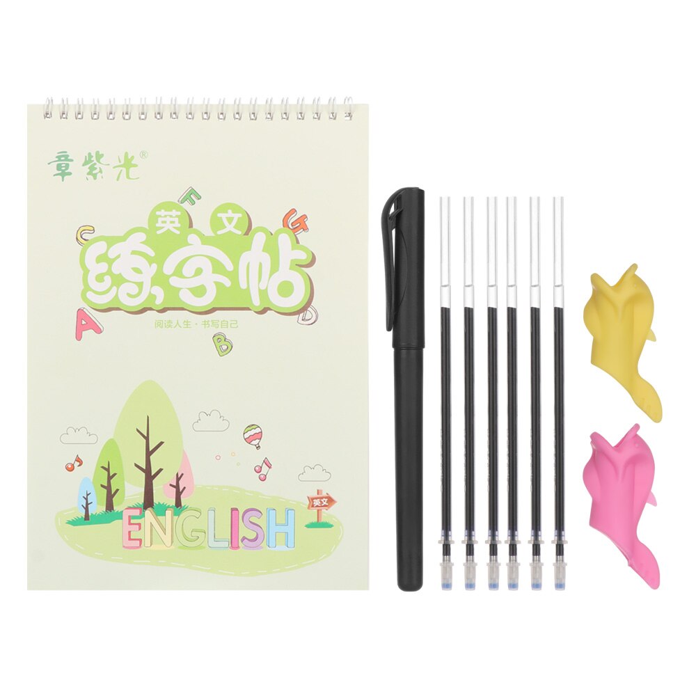 Reusable English Letter Copybook with Erasable Pen Calligraphy Practice Handwriting Copybook Set For Kids Learning Word