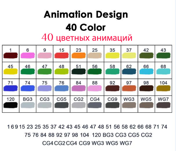 TOUCHNEW Marker Stift 40/60/80/168 Farbe einstellen Zeichnung Skizze Marker Alkohol Basiert Schwarz Körper Kunst liefert Mit 6: Animation 40Stck