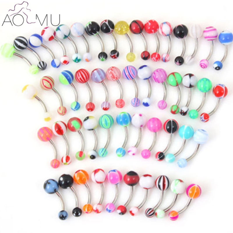 10Pcs/lot 15 Gauge Jewelry Stainless Steel Belly Button Rings Belly Piercings Navel Resin Body Jewelry bolas ombligo