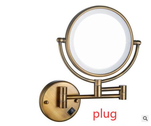 Miroir LED Vintage, Chrome, or, Ultra-mince, 8 pouces, Double face, grossissement mural, miroir télescopique pliant: Vintage With Plug