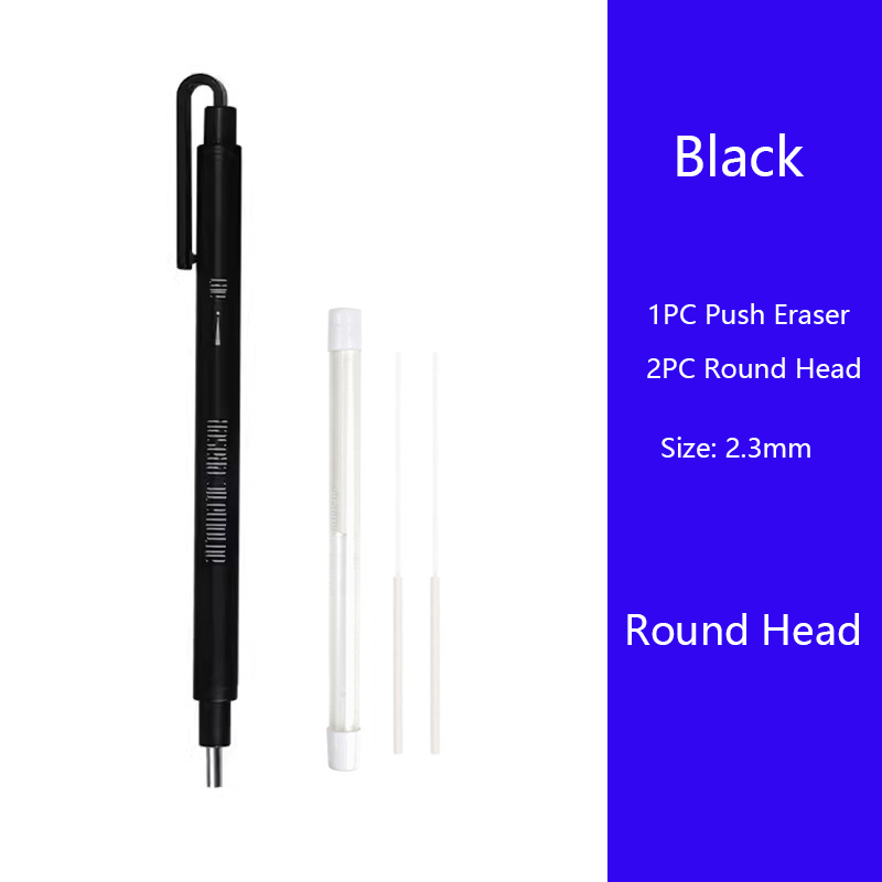 Pen Style Pencil Eraser Retractable Mechanical Eraser Square & Round Tip Stationery Art Supplies for Drawing Artist Kids Writing: Light Grey