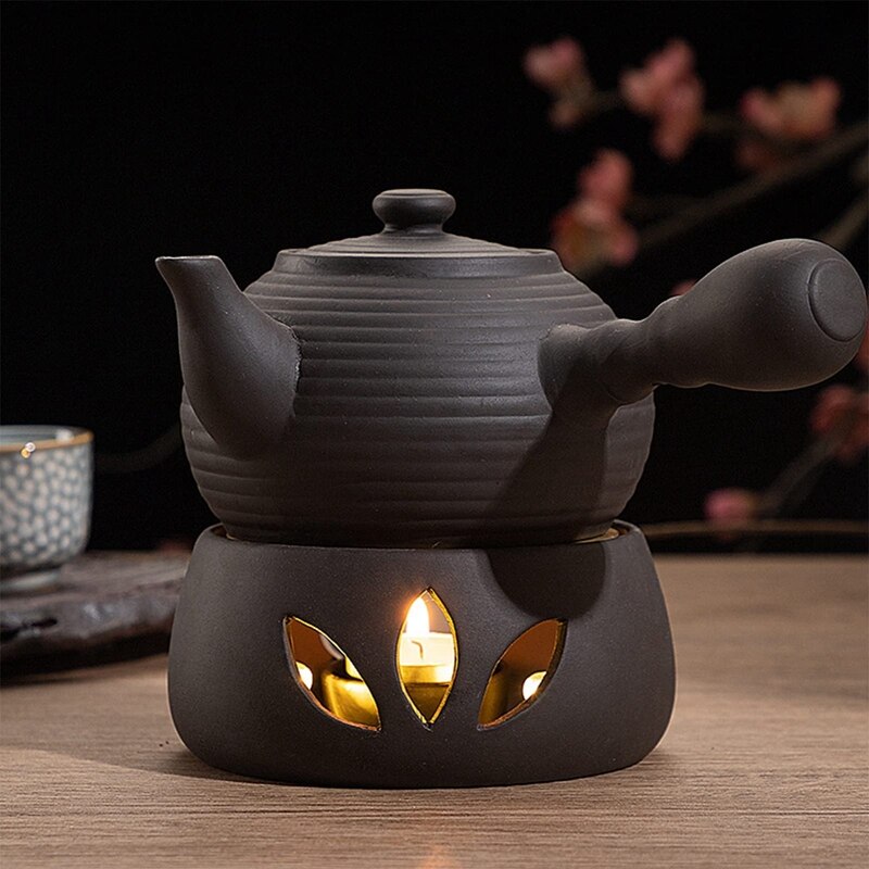 Practical Ceramic Teapot Warmer Holder Base Tea Warmer Insulation Base Tea Coffee Water Warmer Hollow Candle Heating Base Holder