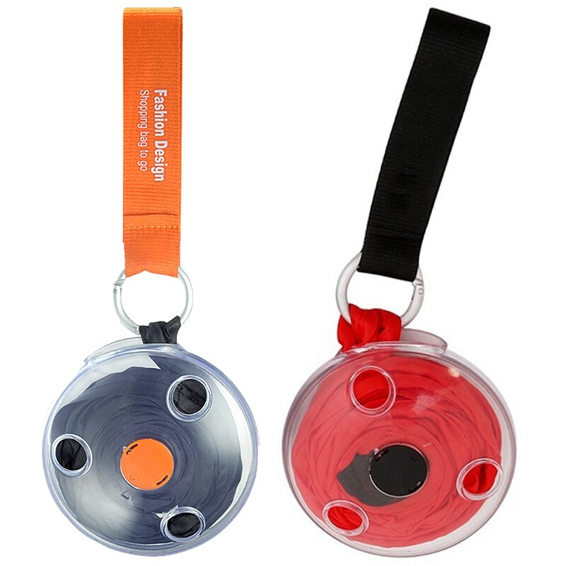 2x Shopping Bag Portable Mini Round Storage Case Bag Reusable Storage Grocery Bags Tote Black & Red