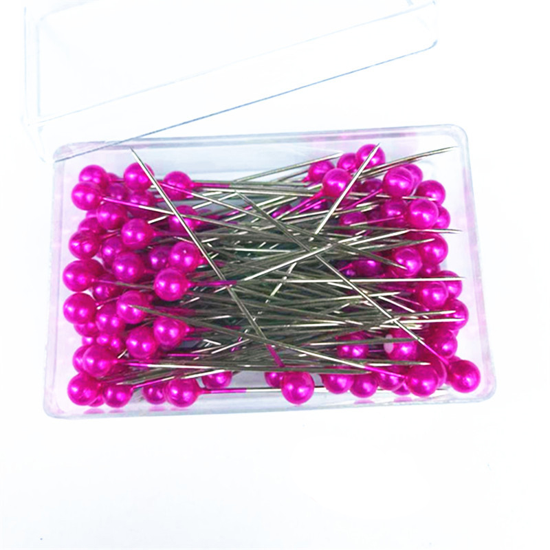 100Pcs/Box 40mm Colorful Round Pearl Head Needles Stitch Straight Push Sewing Pins For Dressmaking DIY Sewing Tools Positioning: 13