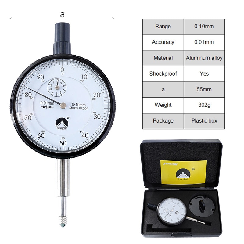 Dial Indicator Holder with Dial Indicator Point 0-10mm Indicator with Lug Back 0-12.7mm Digital Micrometre Measuring Instrument