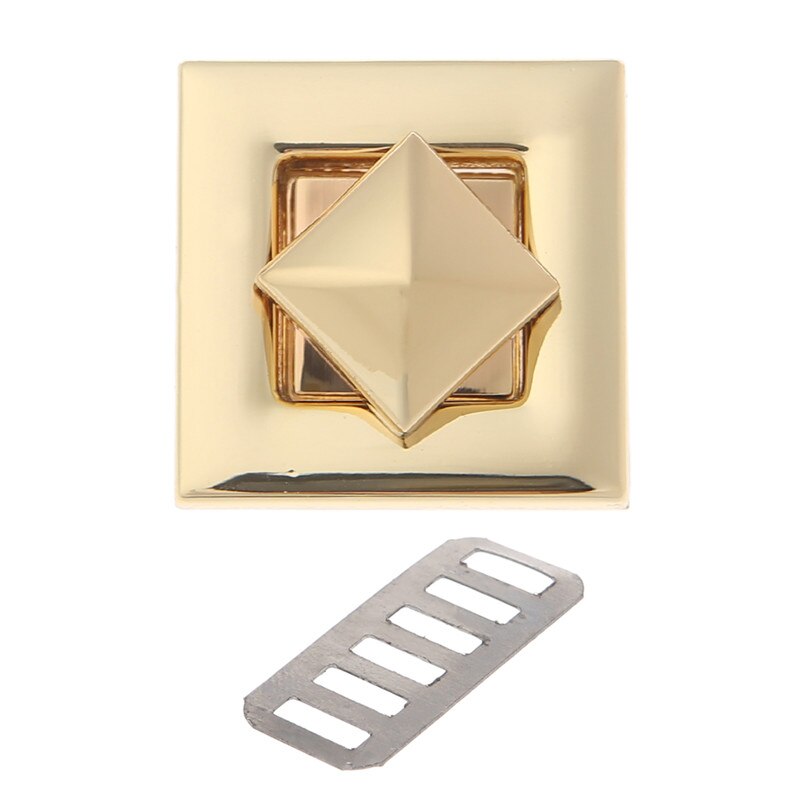 Cierre de forma cuadrada en 4 colores, bloqueo de giro, cerraduras giratorias para DIY, bolsa de mensajero, Hardware, , 1 pieza, accesorios para bolsas de equipaje: Oro