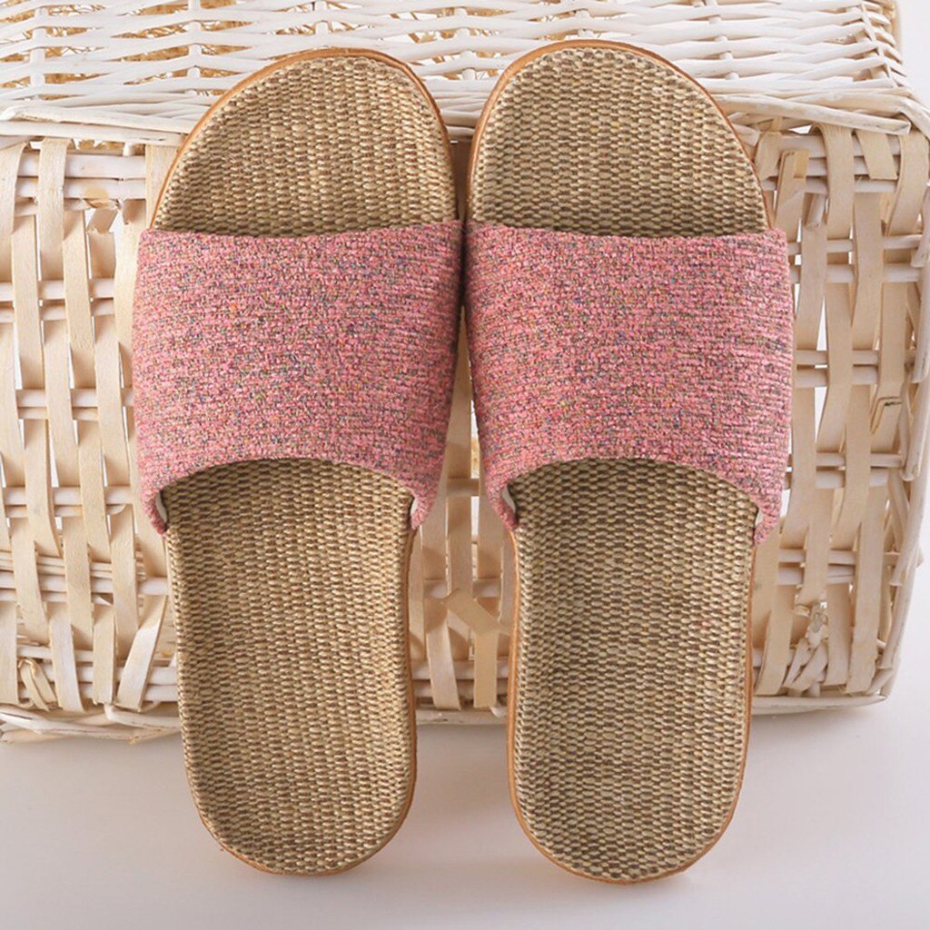 30 # femmes chaussures femmes pantoufles et confortable Ffloor coton lin pantoufle antidérapant pantoufles: Pink / 38