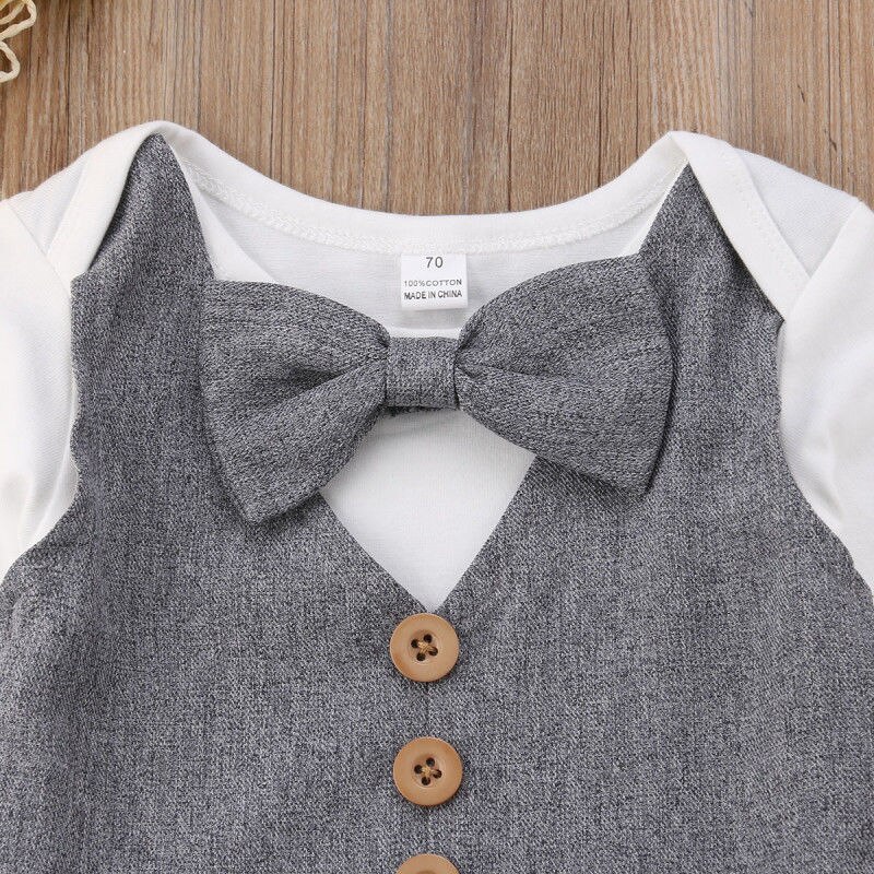 0-24m gentleman baby boys fluga toppar byxor 2 st set småbarn pojkar barn höstfest formell kostym outfits kläder