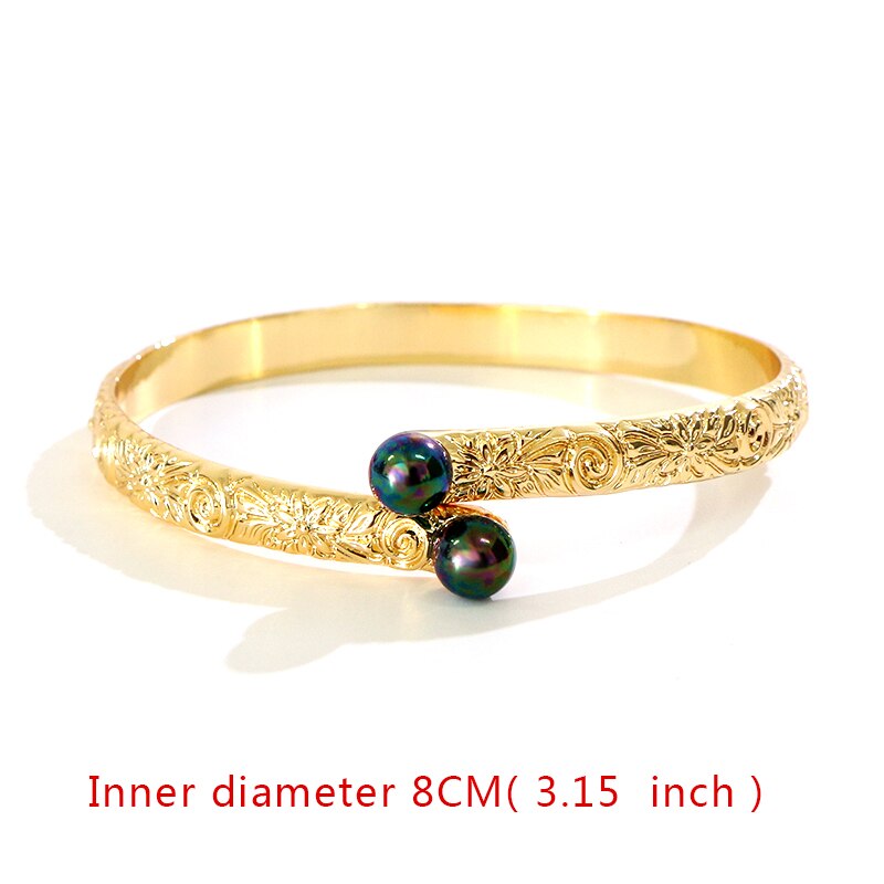 Say Hello 6-7-8-9 CM Polynesian Hawaiian Samoa Marshall Style Pearls Men Woman Gold Tone Bracelets Bangles GJZ3448: Diameter 8CM GJZ3448