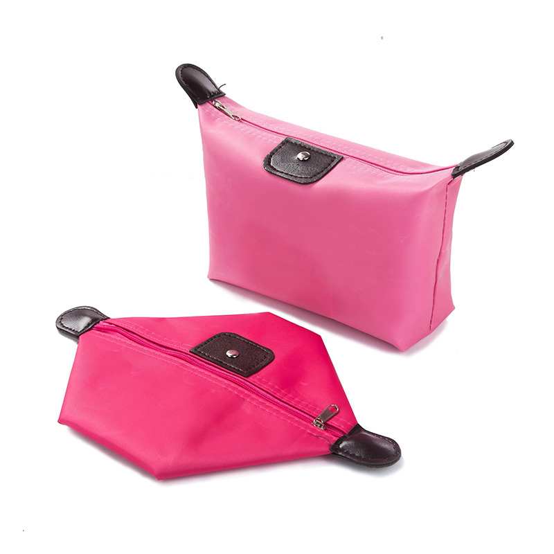 Mini Solid Color Pink Cosmetic Bag Zipper Travel Toiletry Storage Bag Beauty Makeup Bag Cosmetic Bag Organizer