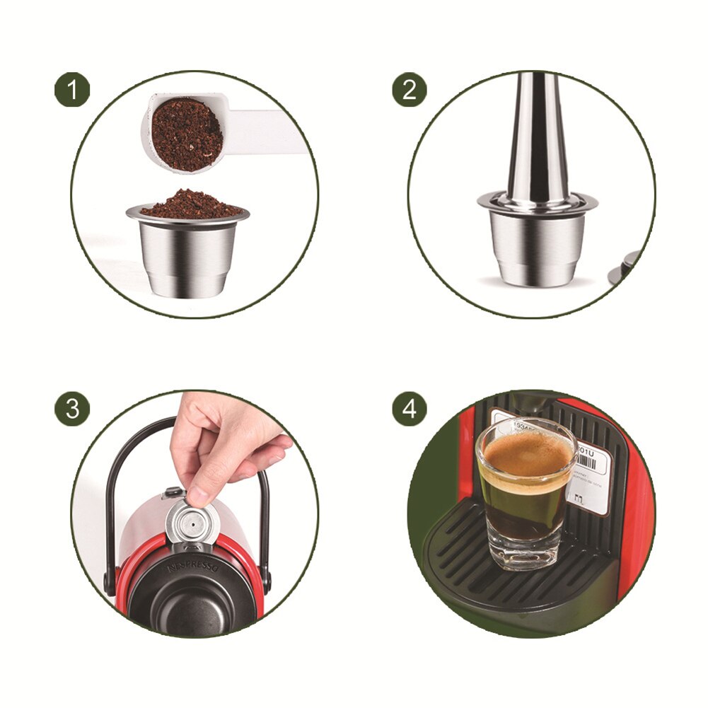 Stainless Steel Coffee Capsule For Nespresso Reutilisable Inox Refillable Crema Espress Reusable Filter Pods