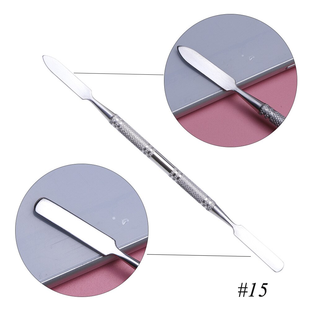 7 Types Stainless Cuticle Pusher Nail Art Stirring Polish Powder Blend Spatulas Tone Rods Manicure Remover Makeup Tools: 15