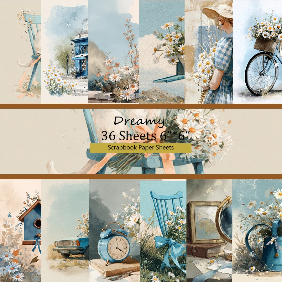 36 hojas de papel decorativo para álbum de recortes de 6 "x 6": para álbumes de recortes, origami, proyectos escolares y fabricación de tarjetas.: 7