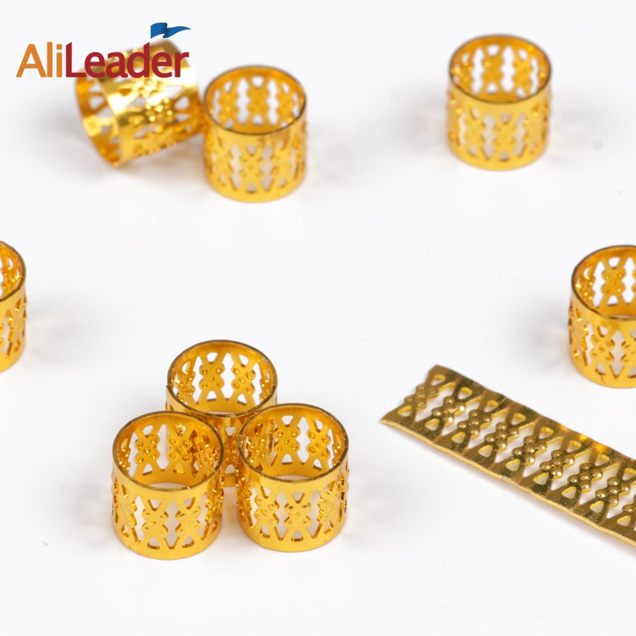 Alileader-perles tubulaires de tresses, anneaux argent doré, bague, bijoux bague, redoute, perles de tresse ajustable, pour cheveux creux