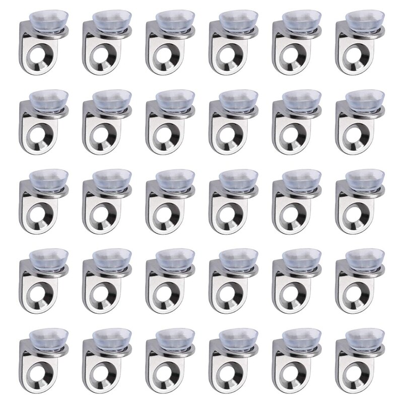 30 Pieces Glass Shelf Bracket with Sucker Glass Shelve Support Right Angle Fixing Brackets for Kitchen Cabinets Cupboard