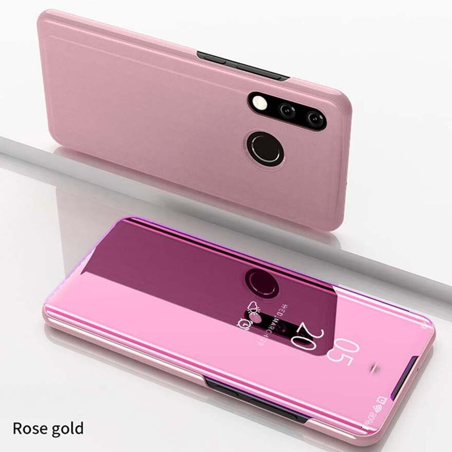 Flip Case For coque samsung galaxy A01 Core 5.3" samsun a 01 core A01Core A013F magnetic smartphone Smart Mirror book Cover: Pink