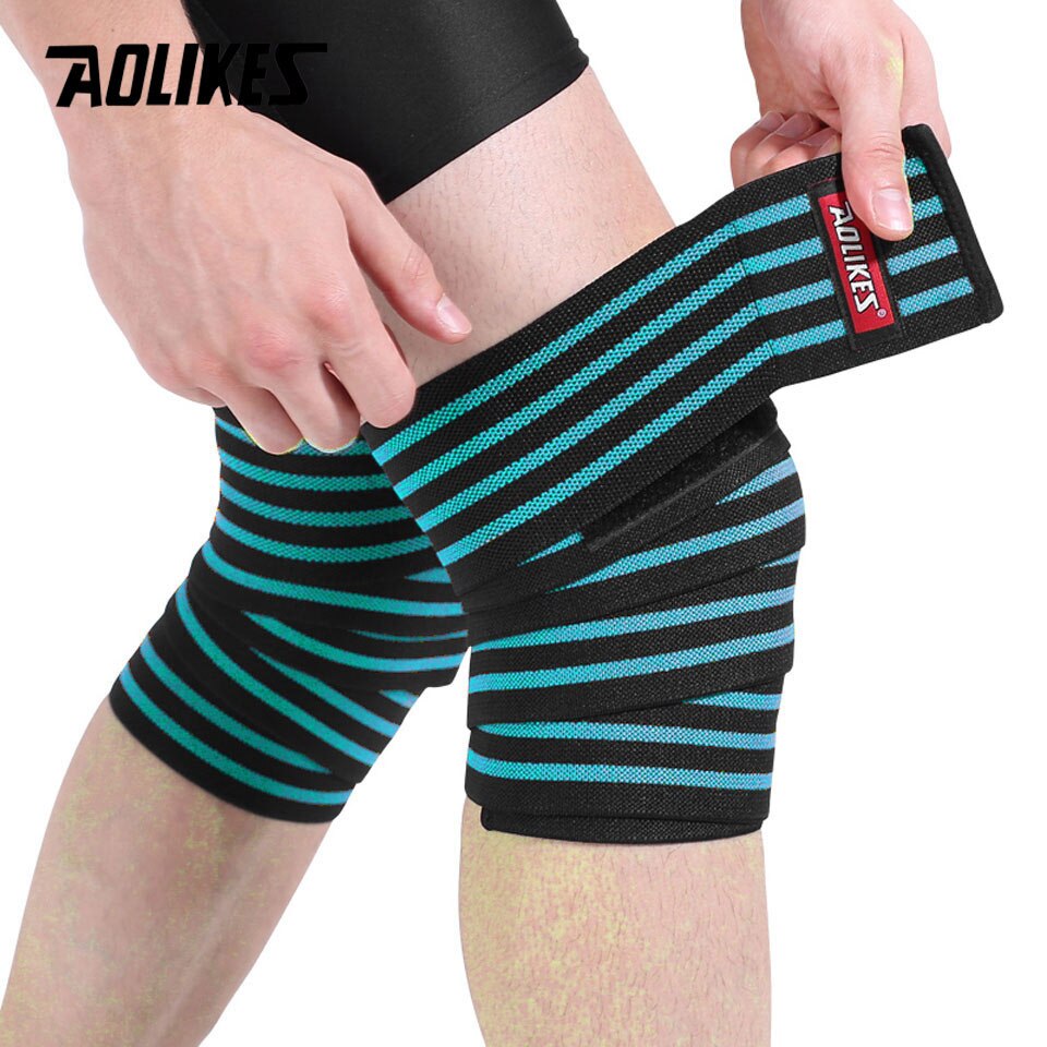 Aolikes 1 kpl 180*8cm fitness painonnosto jalka polvi puristushihnat kääreet kuminauhat povernosto kyykky harjoitus: Musta sinisen kanssa