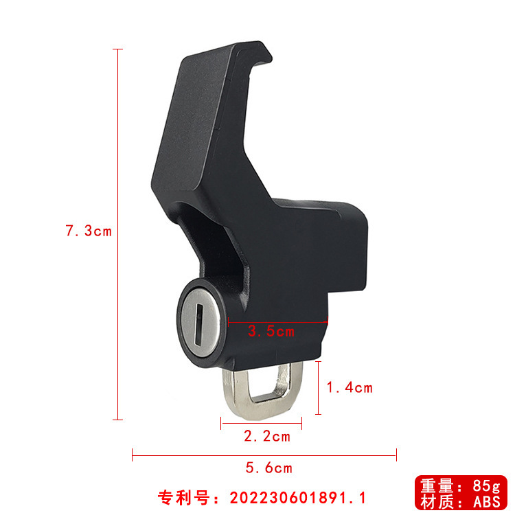 Helmetal motorcykelhjelmlås med krog tyverisikring vandtæt frontkrog fast sikkerhedshættelås til elbiler: Rød