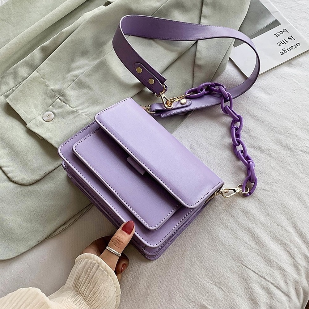 Summer Female Shoulder Handbag Chain Mini PU Leather Flap Bags for Women Solid Color Ladies' Travel Crossbody Bag