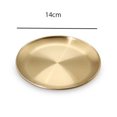 Goldene Edelstahl Tablett Skandinavischen Runde Lagerung Fach Einfache Snack Kuchen Anzeige Metall Platte Fotografie Requisiten: 14cm