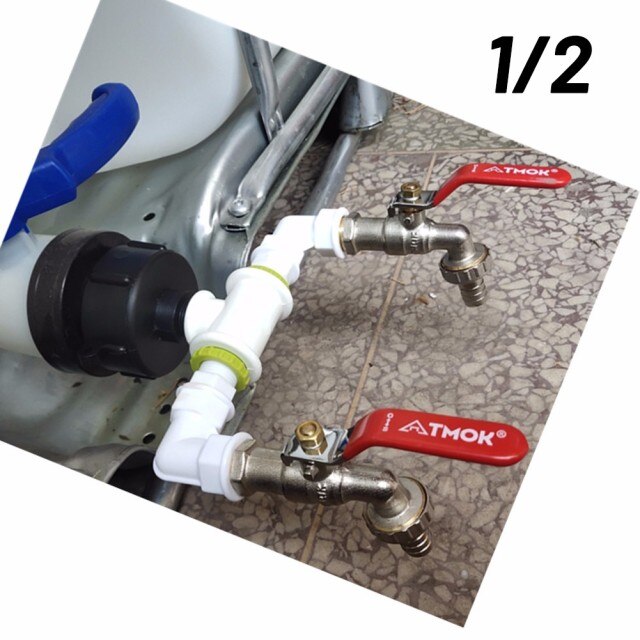 For IBC Adapter Connection Lever Set For 2 Tanks Outlet Tee Connector+Tap Valve PE Connector For Ø25mm Pipe IG S60x6: 2