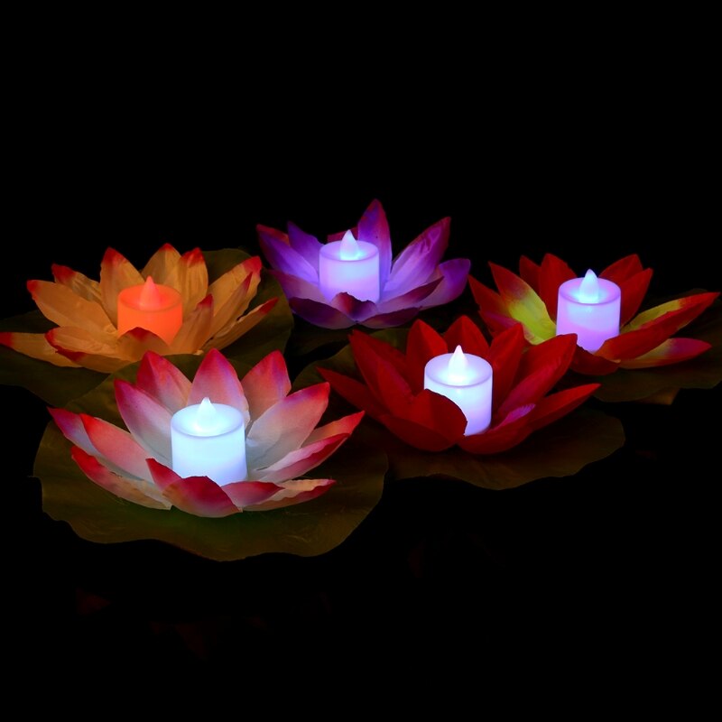 LED Floating Lotus Flower Lamps On Water Swimming Pool Garden Decoration Light