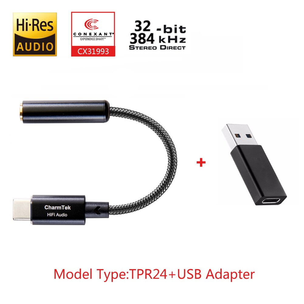 Hi-Res Usb Dac Type C Naar 3.5Mm Hoofdtelefoon Hifi Versterker Adapter Voor Google Pixel 4 Oppervlak Pro 7 Note 10 Ipad Pro: TPR11 and Adapter