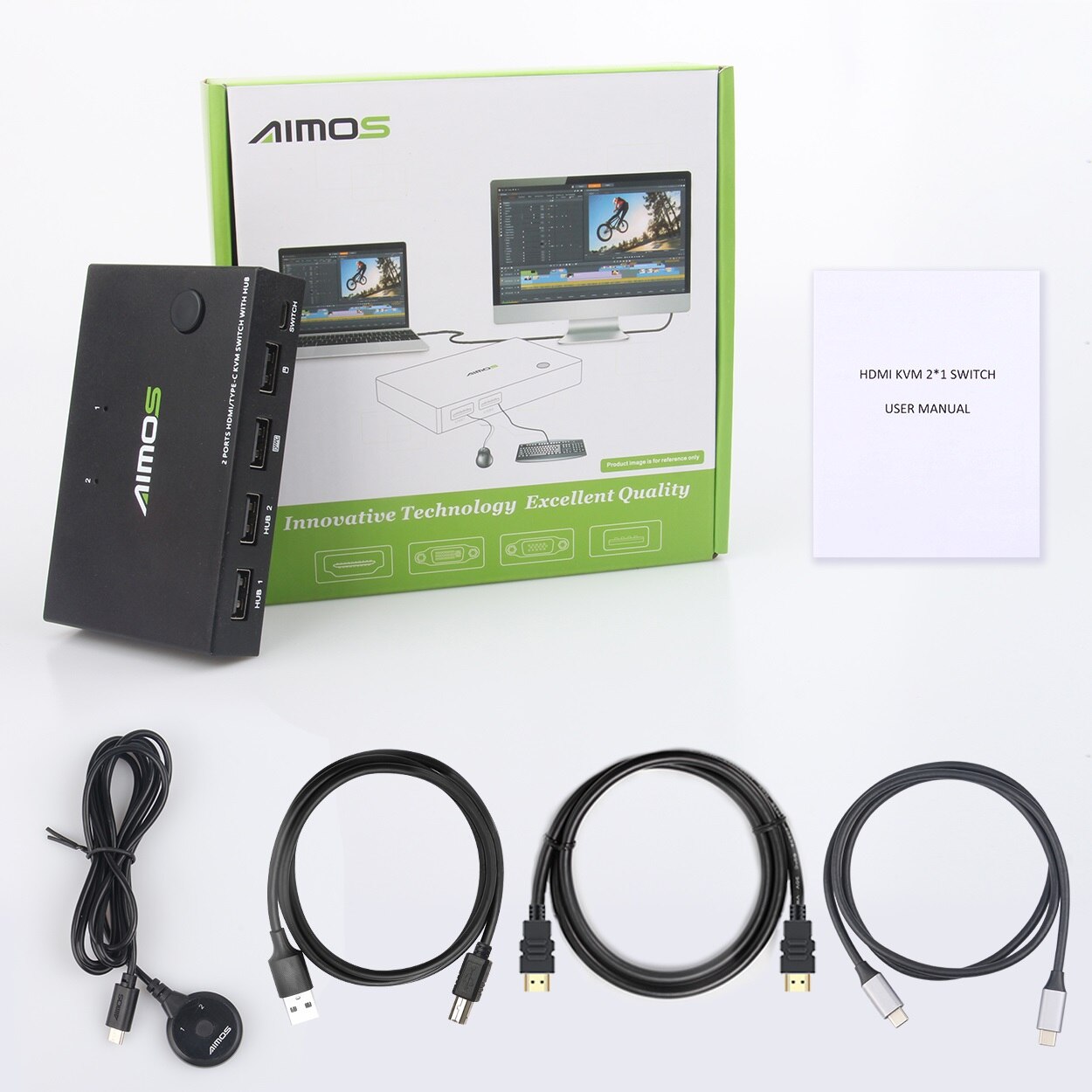 Imprimante KVM HD 4K, 2 ports USB, commutateur 2 en 1, commutateur TYPE-C KVM, 2 ports, partage d&#39;un écran d&#39;ordinateur, souris et clavier USB