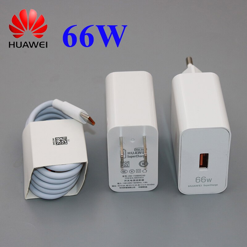 Originele Huawei P50 Pro Charger 66W Supercharge Eu Ons Adapter 6A Type C Usb-kabel Snelle Lading Voor Honor nova 8 Se Mate 40 Rs Pro