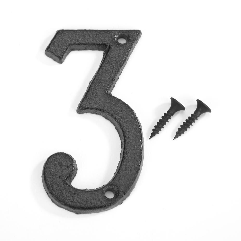 Metal Digital Numbers Cast Iron House Sign Doorplate DIY Cafe Wall Decor: 3