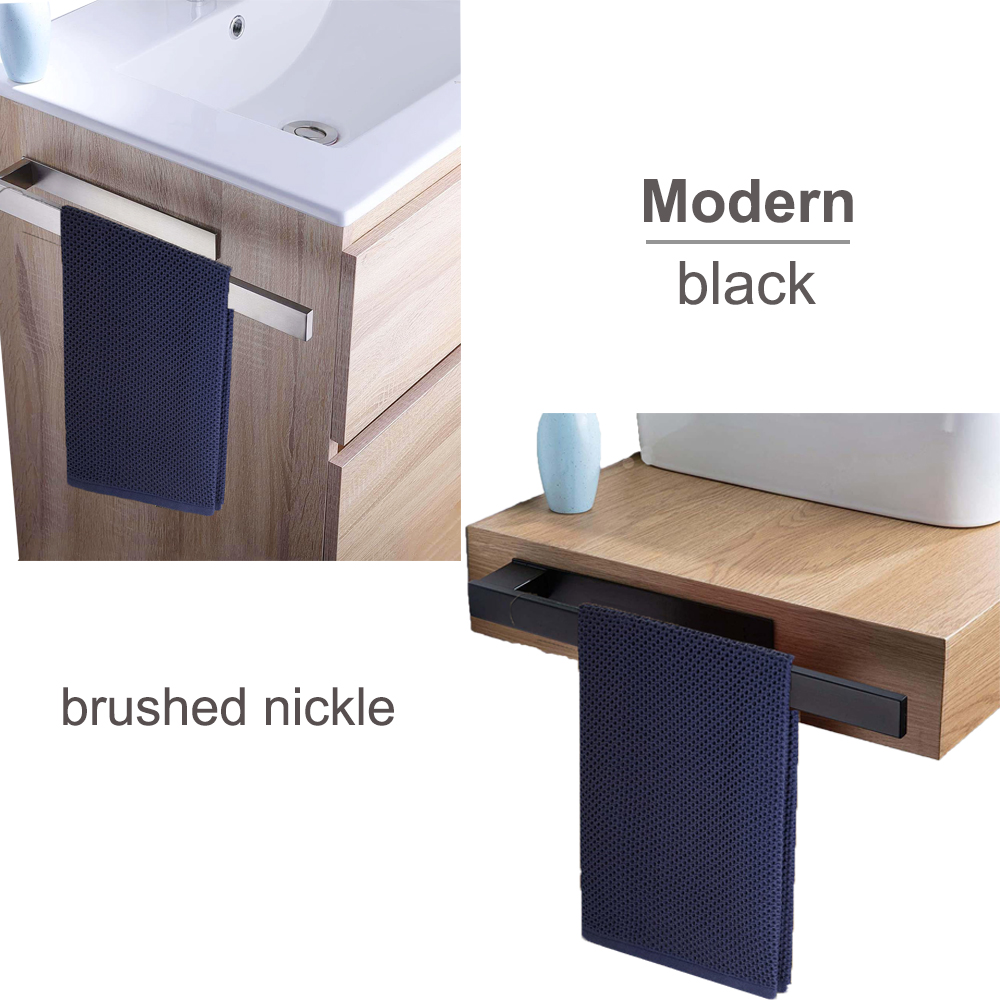 Estante de gabinete de baño de Metal sin taladro, muebles de tocador, toallero, organizador adhesivo y soporte de gancho de tela lateral para gabinete de almacenamiento