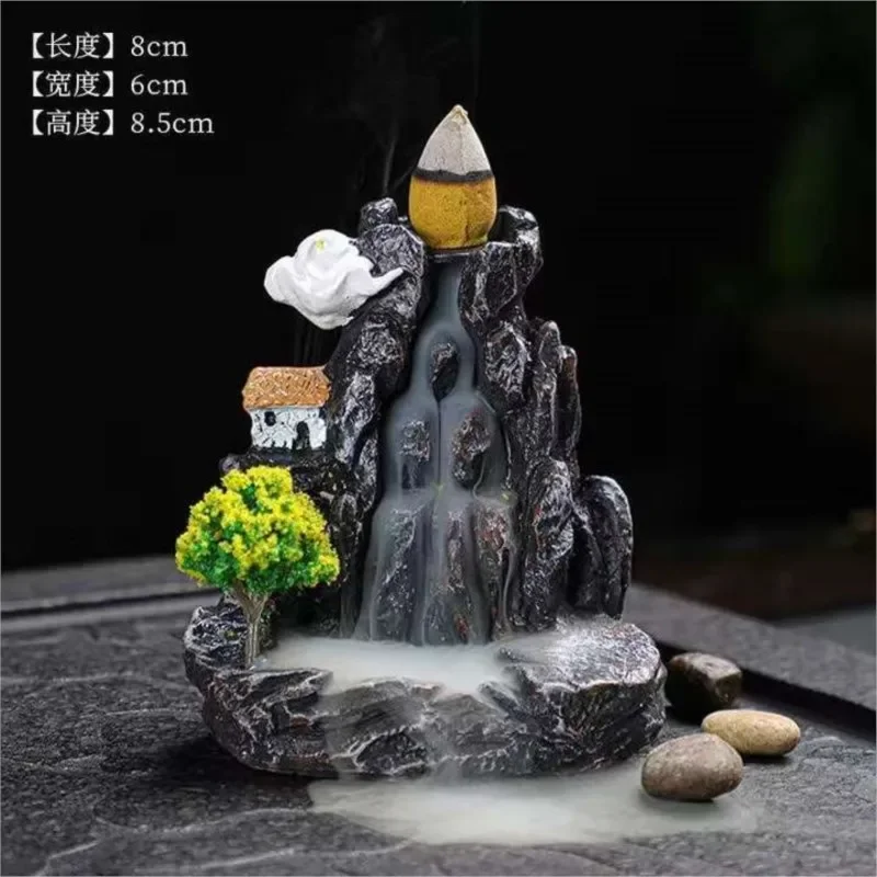 Quemador de incienso montañas río cascada fragancia chimenea reflujo Aroma humo Zen incensario titular decoración para el hogar