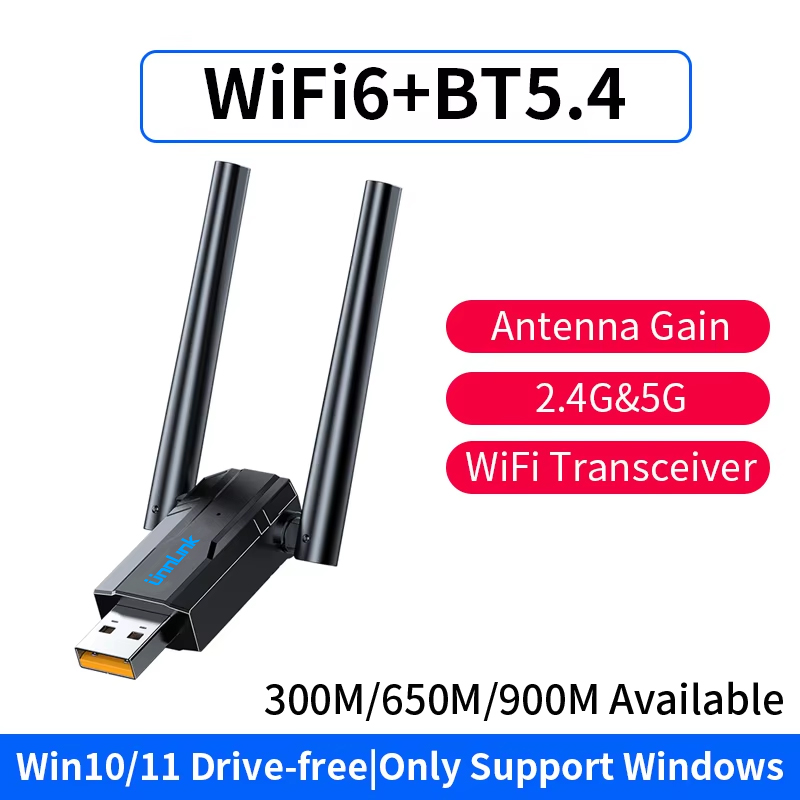 Unnlink 900 Mbit/s USB WiFi Bluetooth Adapter 2 In 1 Dongle WiFi 6 Dual Band 2,4 G 5G Wireless Netzwerk Lan Empfänger: WHITE