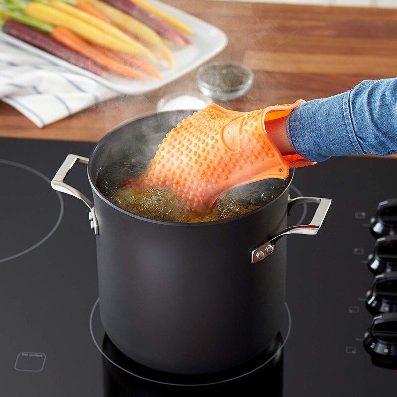 1pc livsmedelsklassade grillhandskar värmebeständiga silikon grillhandskar ugnsvantar silikon eldfast kökshandskar mikrovågsugn