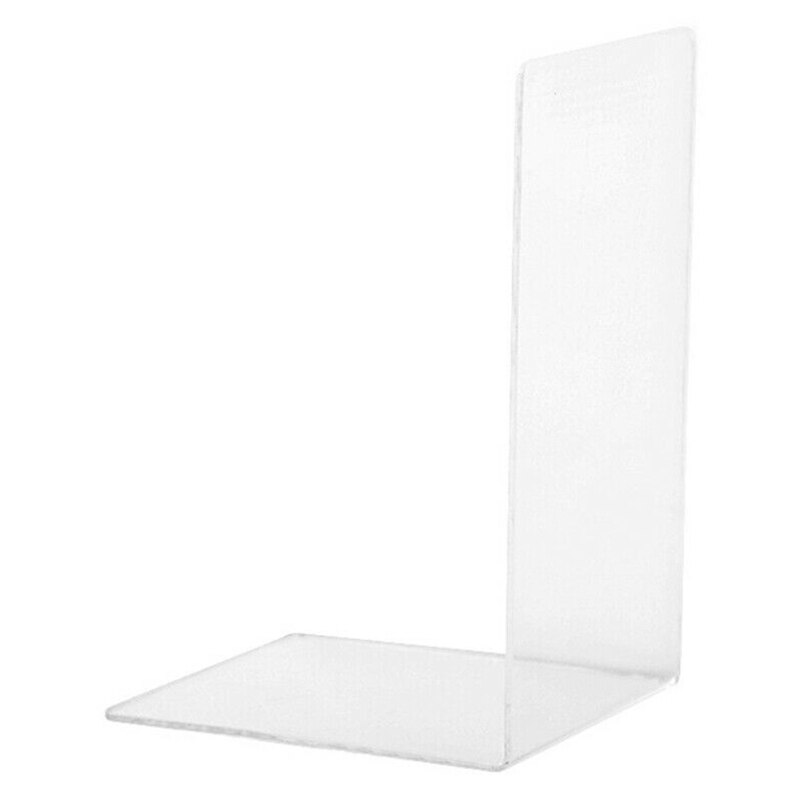 Desktop Organizer Office Stationery Book End Reading L Shape Transparent Acrylic: Default Title