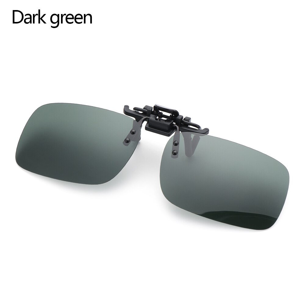 1PC Polarized Clip On Flip Sunglasses UV400 Anti-Glare Sun Glasses Flip Night Vision Glasses Driving Fishing Cycling Eyewear: Dark green