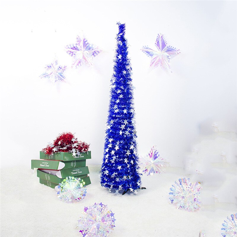 Artificial Tinsel Pop Up Christmas Tree With Stand Gorgeous Collapsible Artificial Christmas Tree For Christmas Decorations: Blue