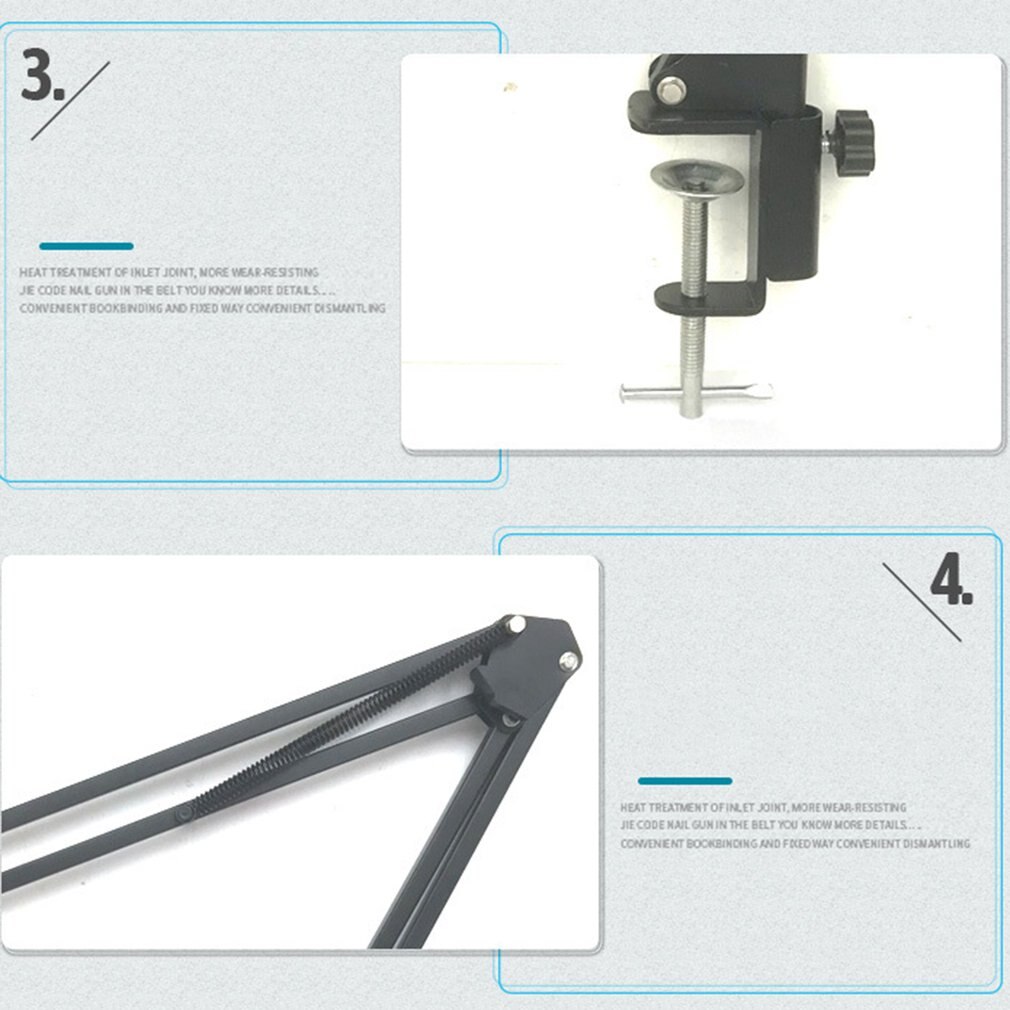 NB35 Extendable Recording Microphone Holder Suspension Boom Scissor Arm Stand Holder with Microphone Clip Table Mounting Clamp