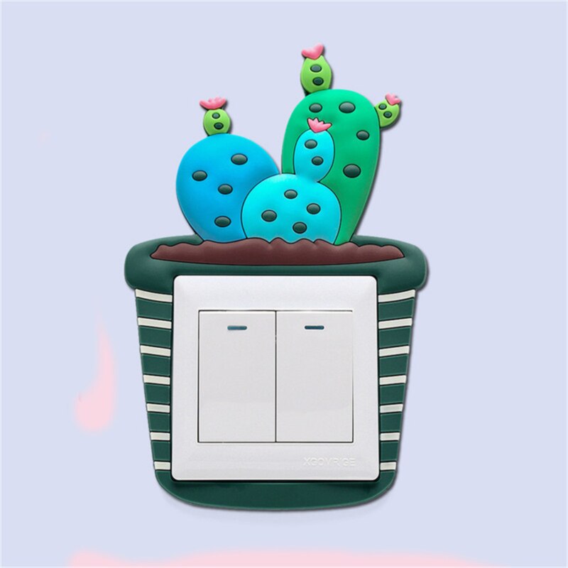 Selvlysende kaktus afbryder mærkat kontakt dæksel stikkontakt wall sticker kontakt dekorativt lysende klistermærke: Kaktus